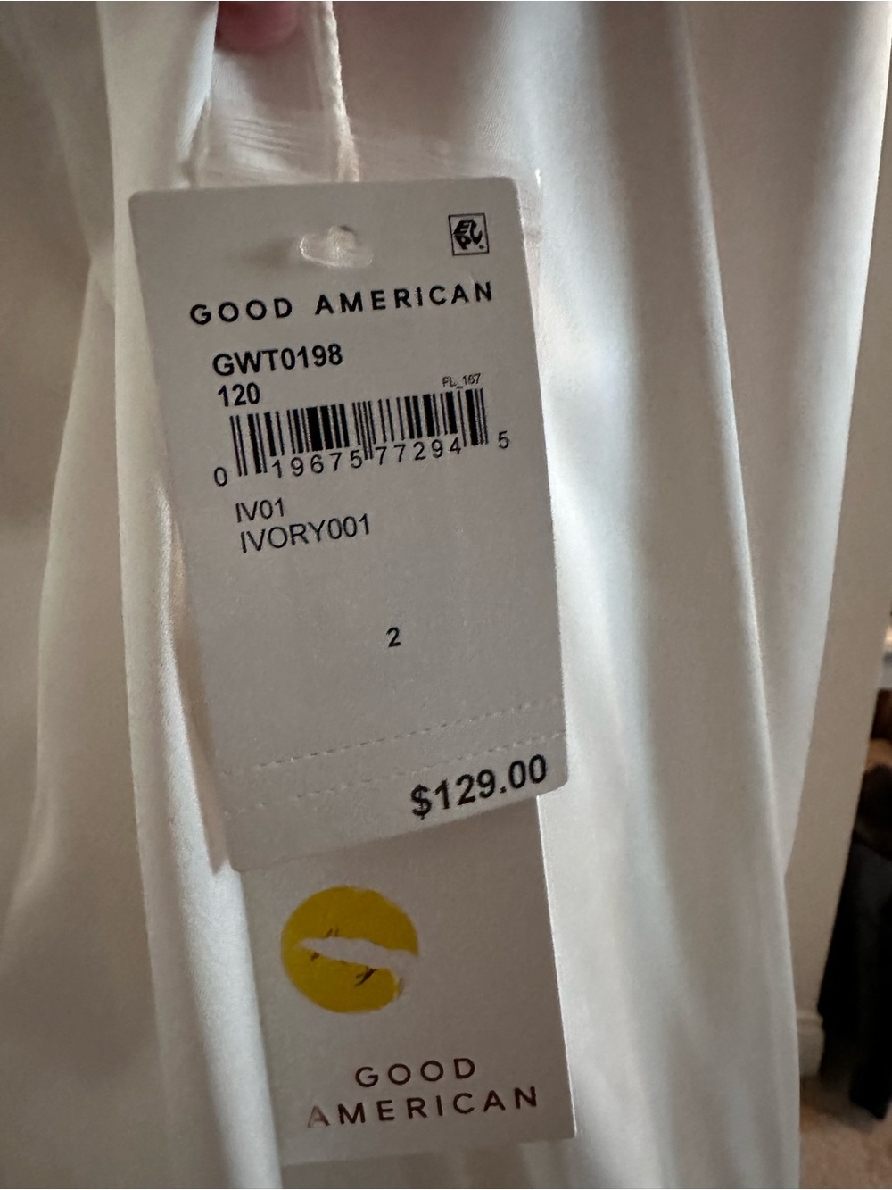 Good American Satin Keyhole Blouse in White Size 2/M - Picture 4 of 4